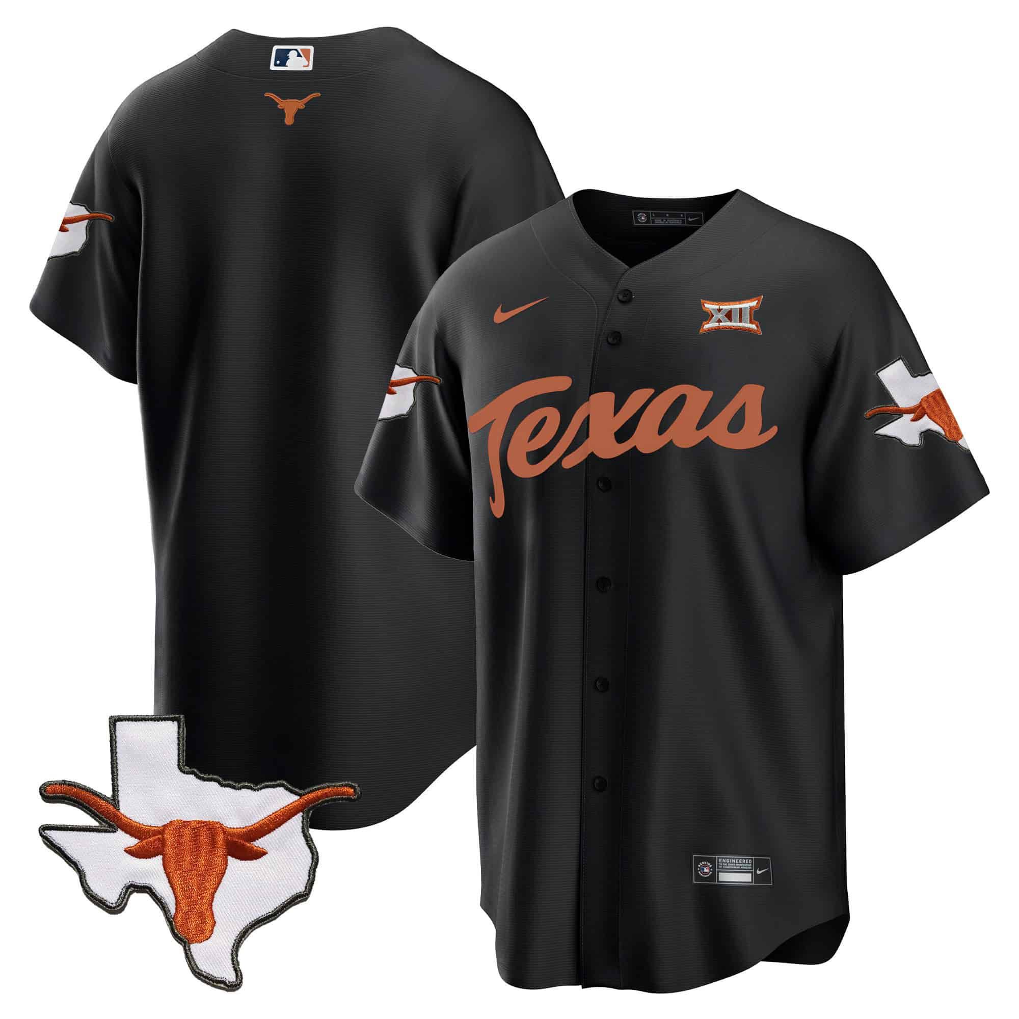 Men Texas Longhorns Blank Black 2024 Baseball NCAA Jersey